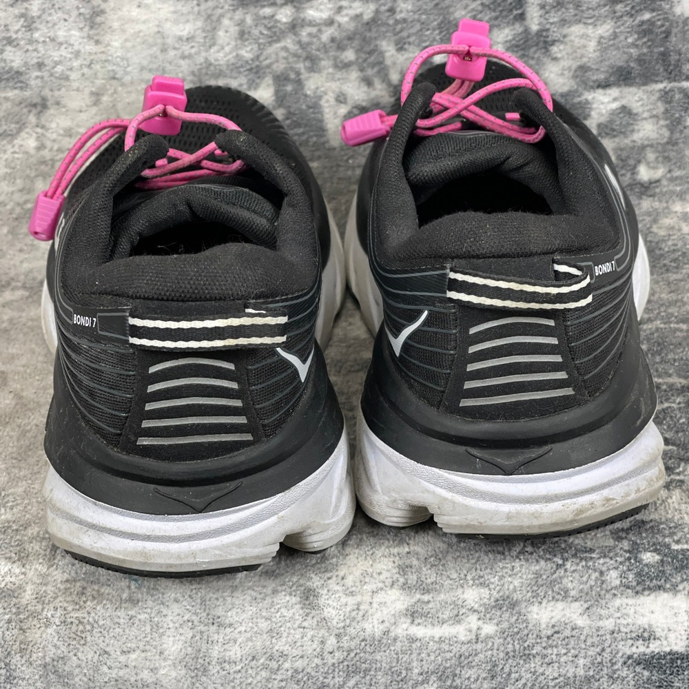 Hoka One Bondi 7 Woman 10D Running Shoes Black White Wide Width Athleisure, - Picture 2 of 7